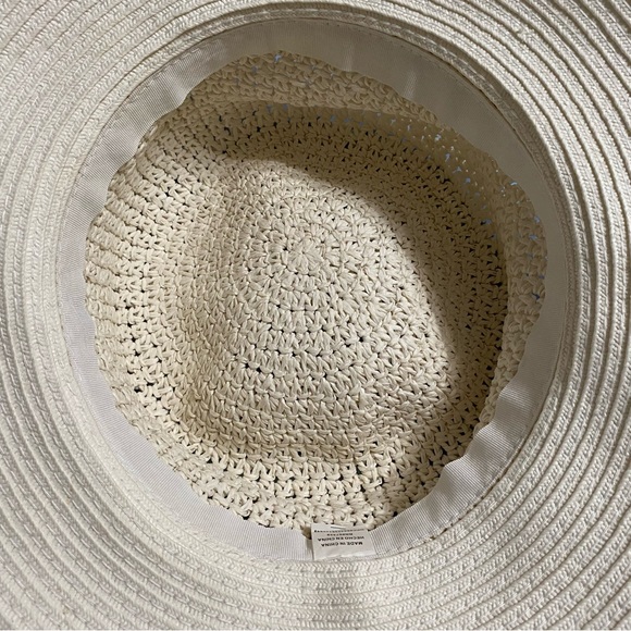 Cream Woven Hat with Accent Back Tie - Picture 6 of 6